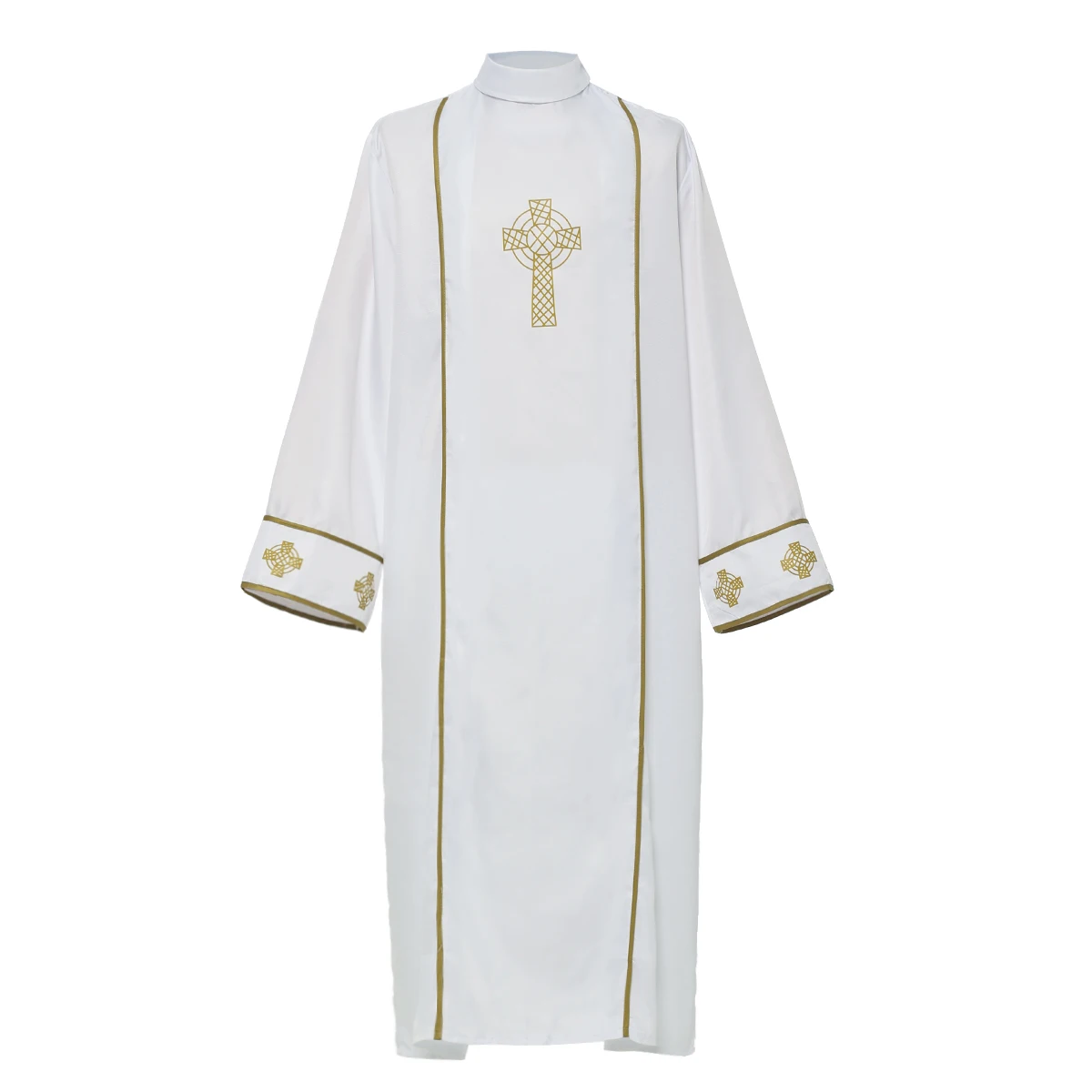 رداء تونيك أبيض متقاطع كاسوك تشاسوبلي لزي كاهن القس