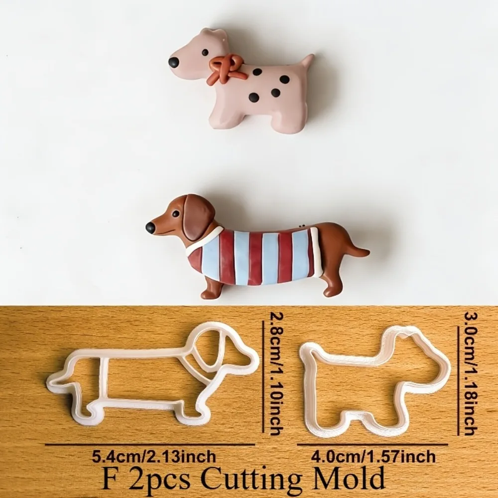 2 Sets 6Pcs Cartoon Dog Polymer Clay Cutters | New Year Themed Jewelry Making Tools | Schnauzer & Dachshund Clay Molds - view 5