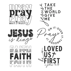 Christ Black Letter Iron On Heat Transfer Sticker Clothing Bible Verses Thermals DTF Transfer Pray Faith Jesus Print Patches