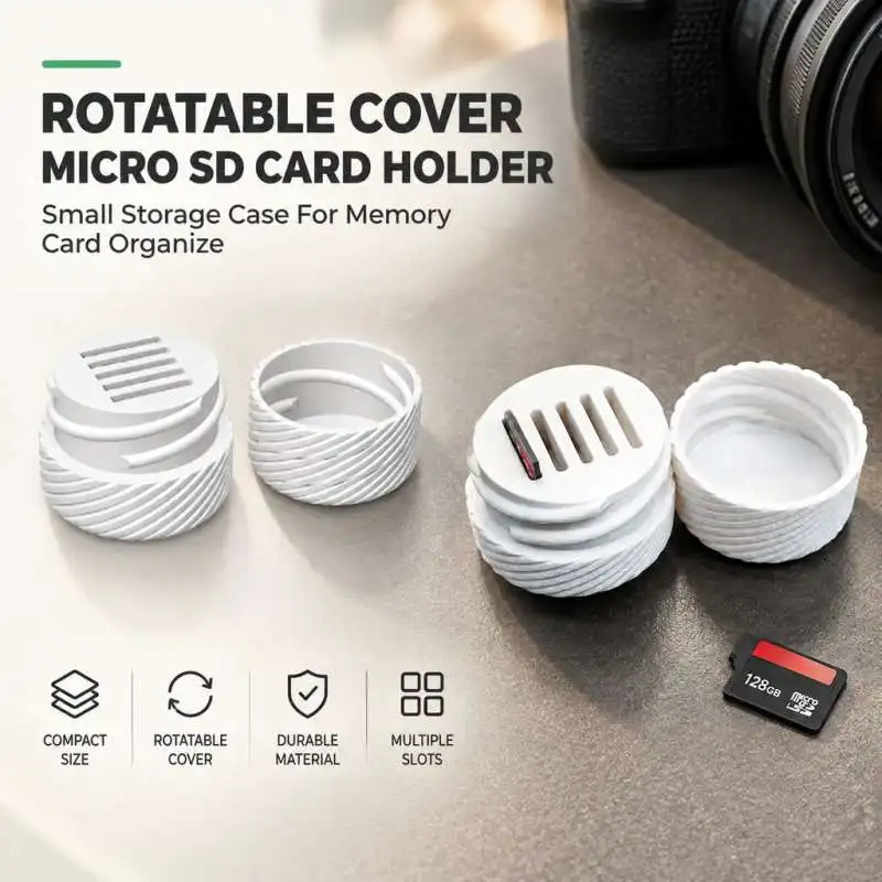 Rotatable Cover Micro SD Card Holder Small Storage Case For Memory Card Organize