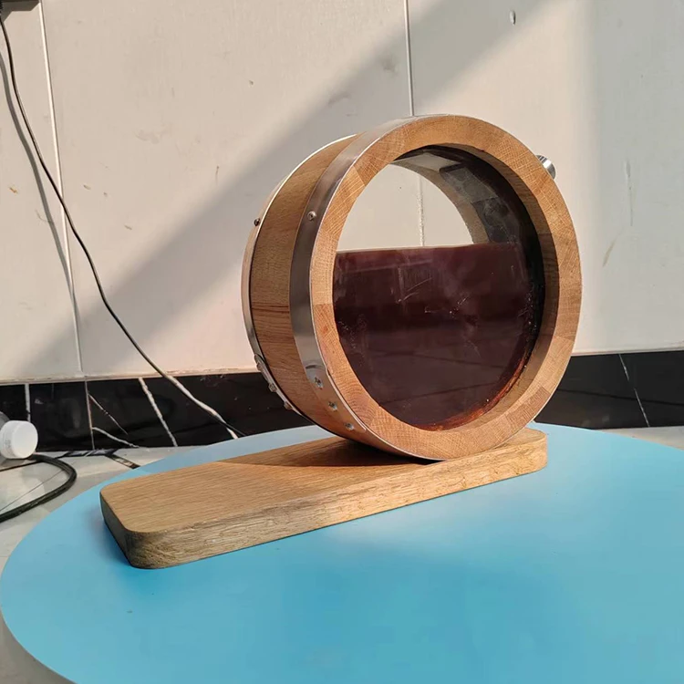 Customized Elegant O Shape Oak Wooden Wine Barrel 750ml Wine Bucket Decoration Cheap Beer & Wine Pail Drum Design Nature Color