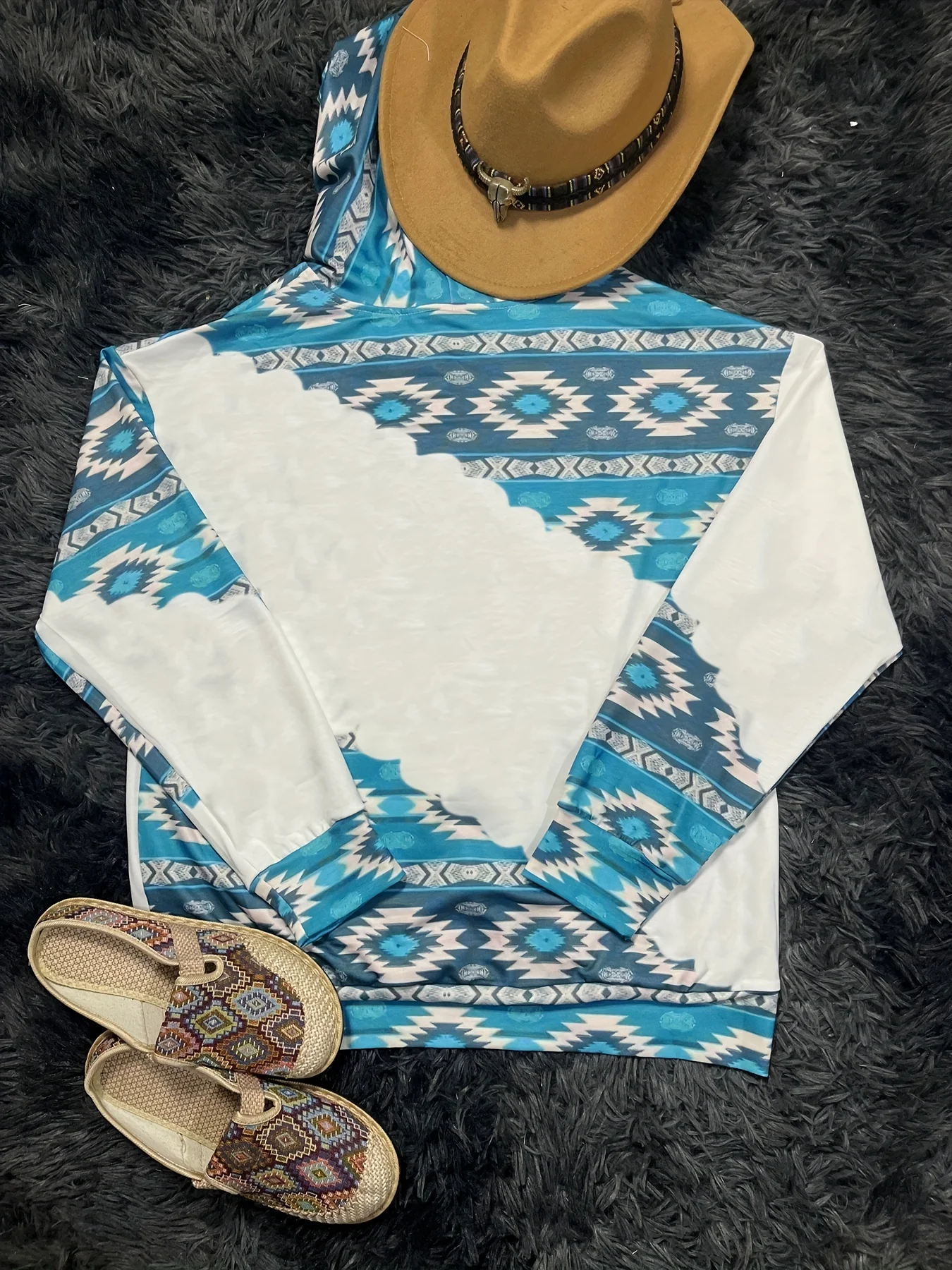 المرأة الغربية العرقية طباعة البلوز هوديي عارضة الرجعية طباعة مقنعين البلوز الملابس النسائية قمم #2