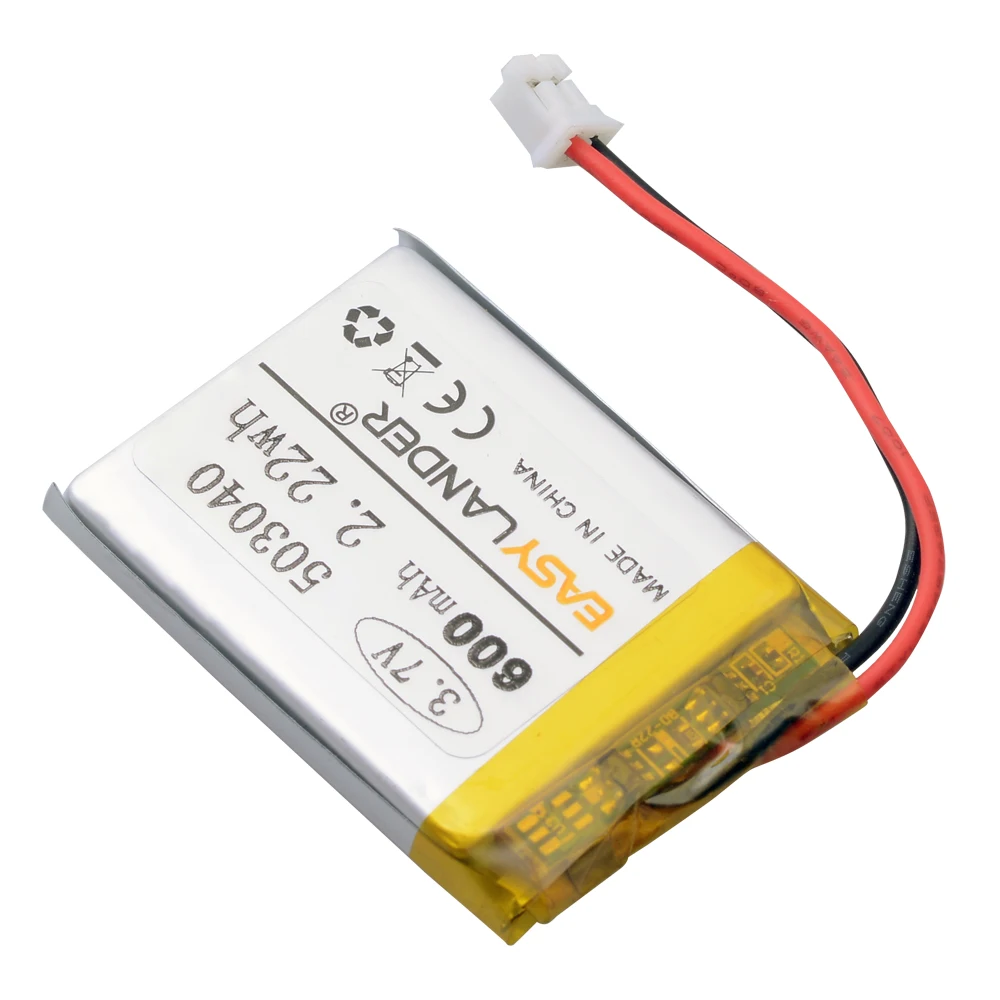 3.7V 600mAh Lithium Polymer Lipo Rechargeable Battery 503040 For JST PH 2.0mm 2pin Plug For Camera GPS Bluetooth Electronics