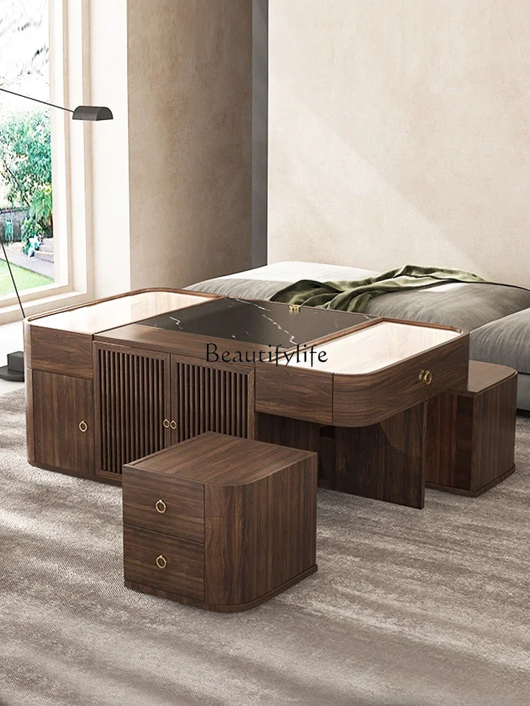 

yj7 Modern Light Luxury White Wax Wood Tea Table for Home Use, Solid Wood Automatic Watering Kung Fu Tea Table
