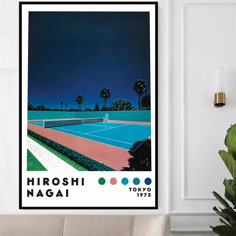 خمر اليابانية 80s هيروشي ناجاي الرسوم التوضيحية Vaporwave الشاطئ الفن الملصقات حائط لوح رسم يطبع صورة غرفة ديكور المنزل #4