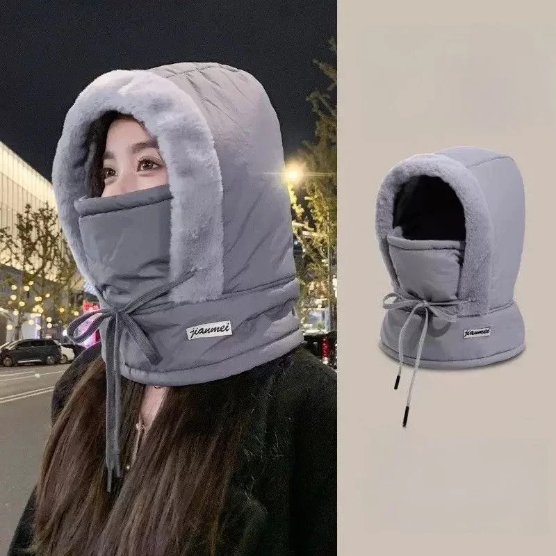 Inverno grosso quente boné equitação ao ar livre à prova de vento frio boné pescoço chapéu pode usar capacete para homens e mulheres