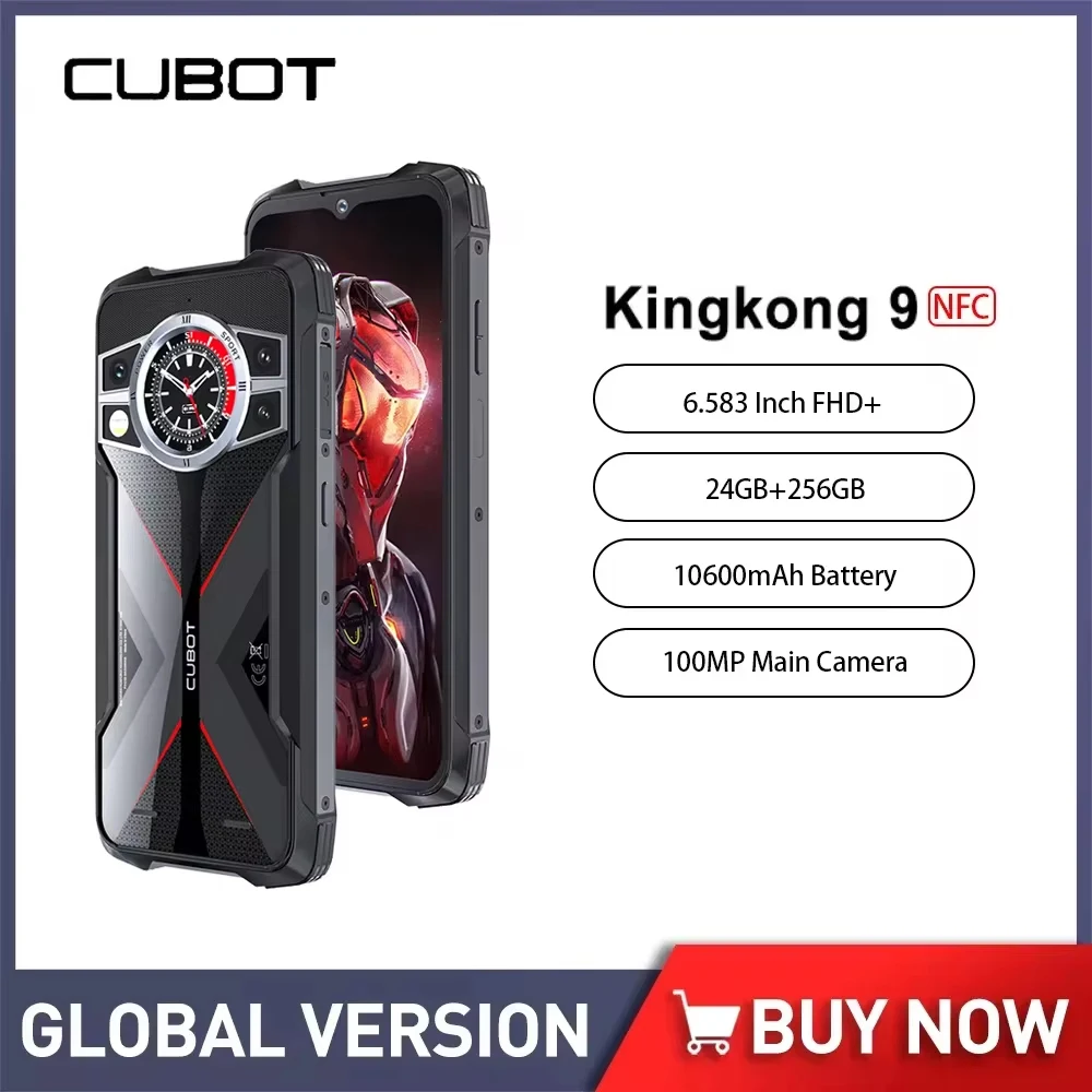 Global Versie Cubot KingKong 9 Robuuste Smartphone 24 GB + 256 GB 6.583 Inch Android 13 Mobiele Telefoon 100MP 10600 mAh 4G Mobiele Telefoon NFC