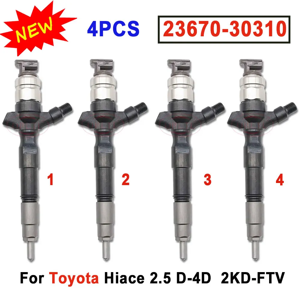 4pcs 23670-30310 Diesel Fuel Injector Nozzle Set 23670 30310 Common Rail Injection Sprayer 2367030310 For Toyota Hiace 2KD