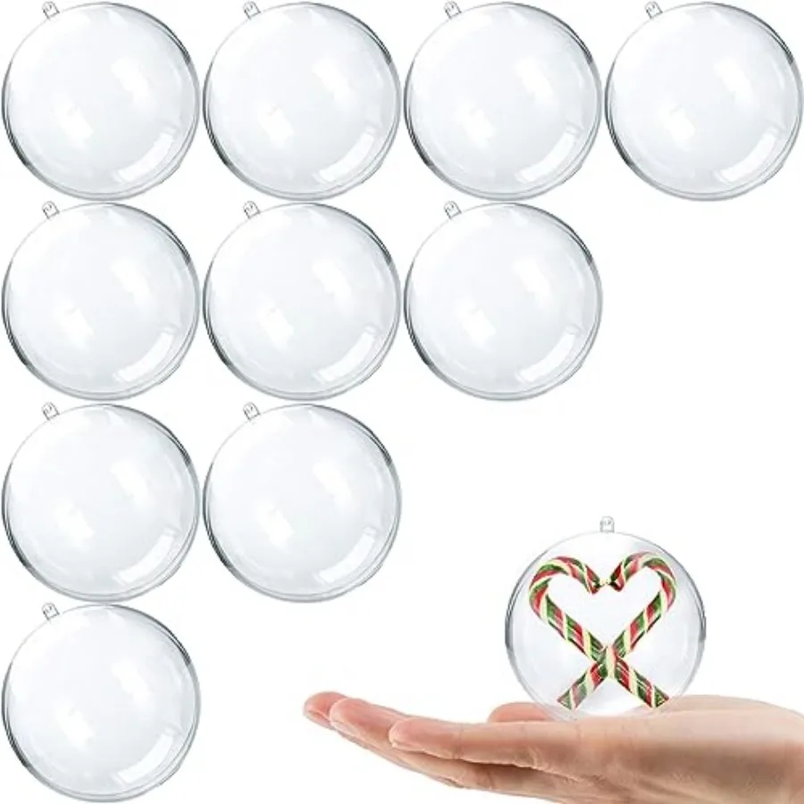 

10pk Clear Plastic Christmas Ornaments for Crafts Fillable DIY Christmas Ornaments Acrylic Ornaments for Christmas Tree Decorat