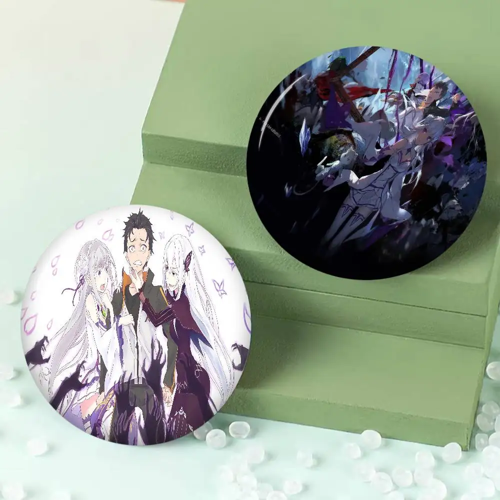 Classic vintage R-Re Zero Anime Soft Button Pin Bright Printed Icon Gift For Friends Badge Collar Brooch Lapel Pin Metal
