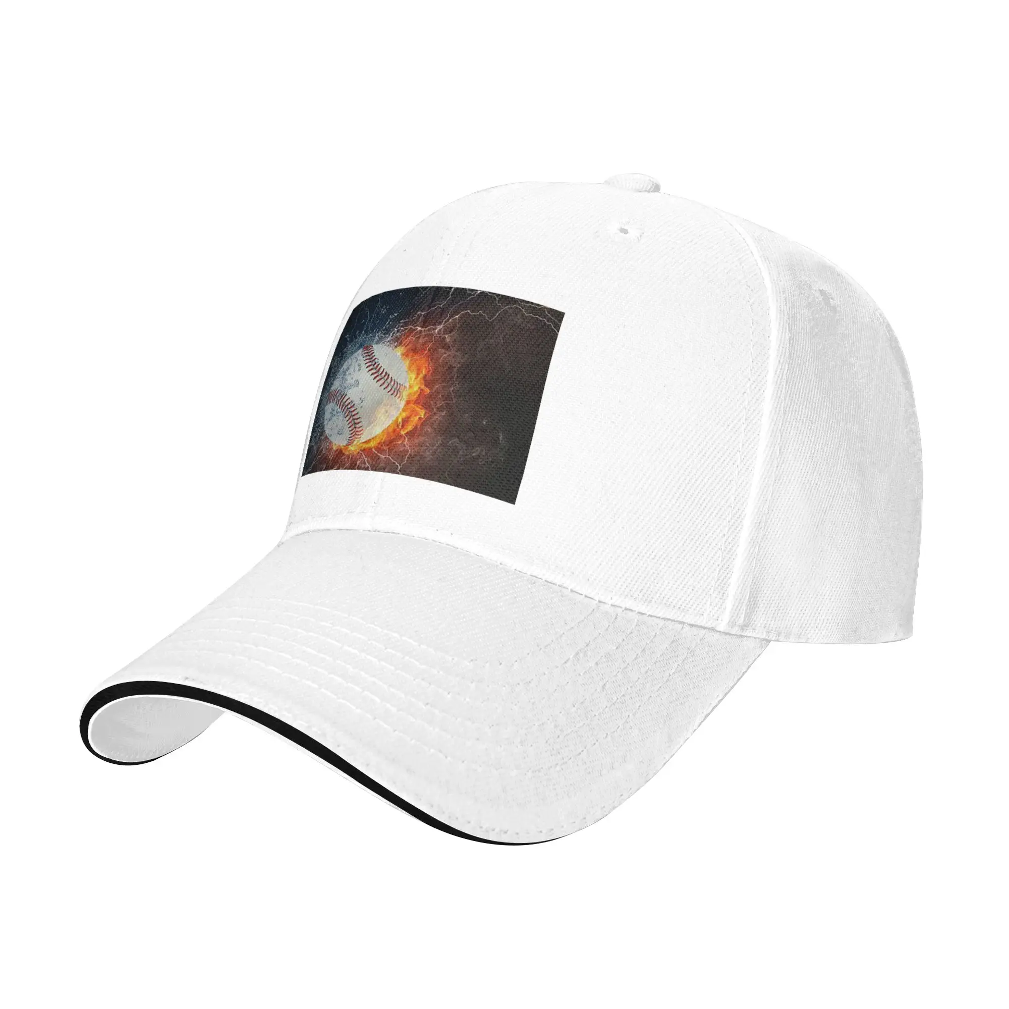 Baseball In The Fire And Water Cap Casual Baseball Caps Adjustable Hat Hip Hop Summer Unisex Baseball Hats Customizable