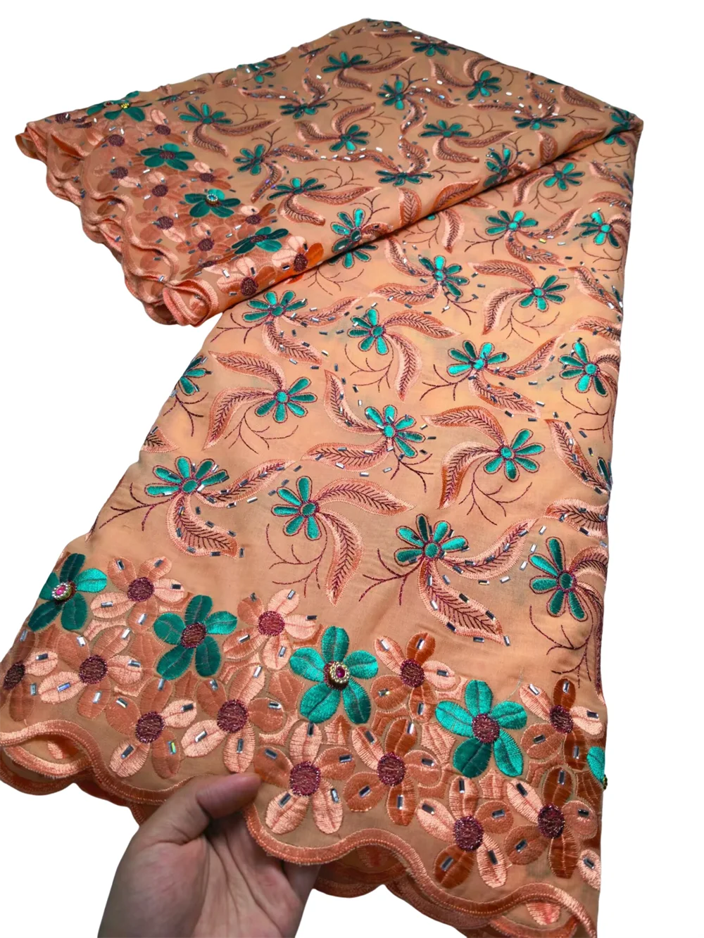 

African Nigerian 2026 For Dresses Sewing High Quality Tulle Lace Fabric Damask 100% Cotton Pure Embroidery Wedding Party 5Yards