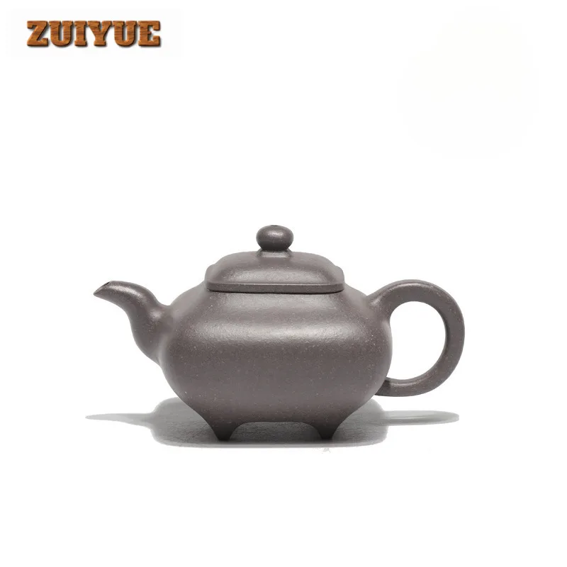 120ml Yixing Purple Clay Teapot Handmade Square Furnace Pot Raw Ore Steel Grey Section Mud Tea Soaking Kettle Zisha Tea Set Gift