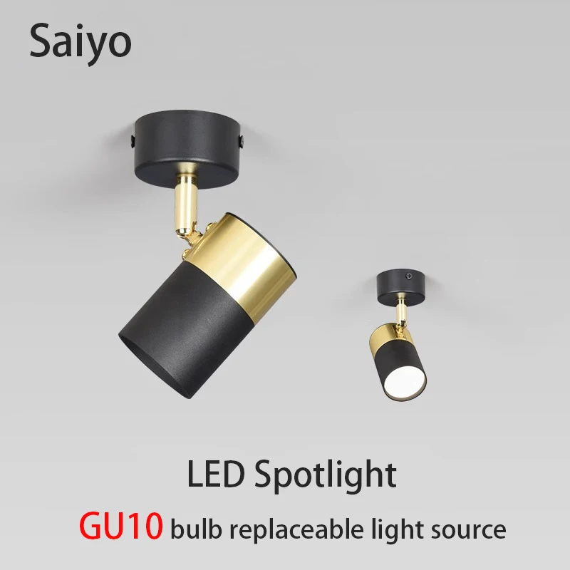 Led Spotlights Surface Mounted Spot Light GU10 Bulb Replaceable Black Golden Color Ceiling Lamp COB Foco Indoor Lighting Fixture