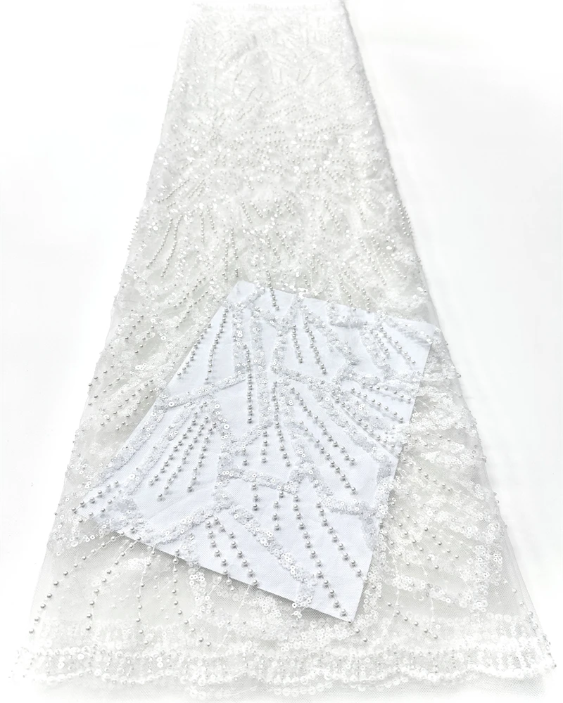 

Sequins African Lace Fabric 2025 French Embroidery High Quality Luxury Heavy Beaded Bridal Wedding Lace