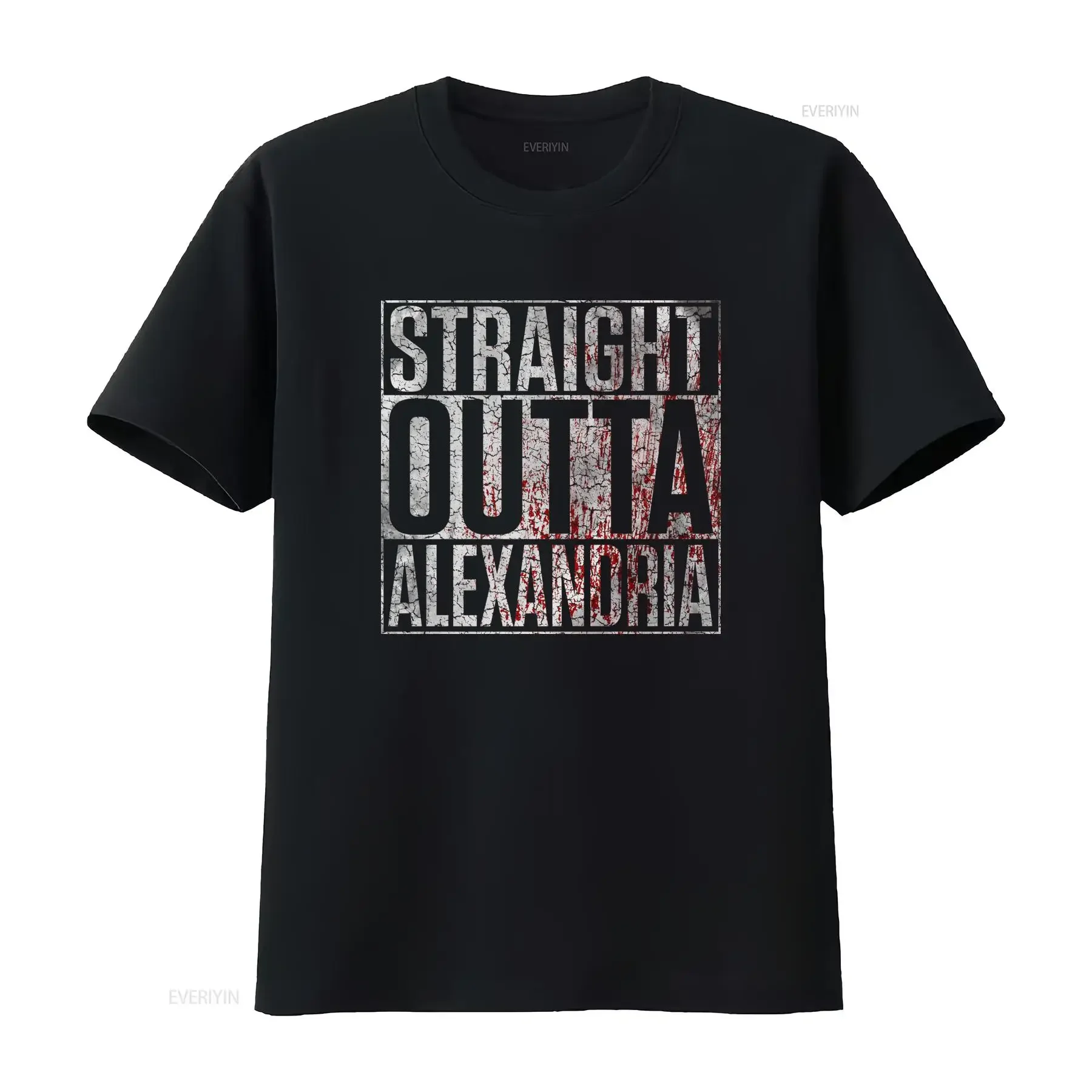 Grunge Streetwear Straight Outta Alexandria Blood Splatter Print Casual T Shirt vintage Washed Versatile designer clothes