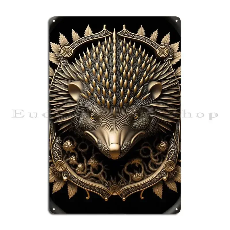 Hedgehog Golden Art Deco Metal Plaque Poster Personalized Kitchen Cinema Poster Create Tin Sign Poster