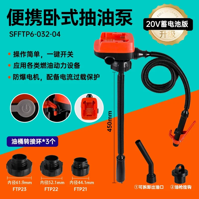 3.2GPM Portable Cordless Fuel Transfer Pump Fits For 20V‑18V Battery Powered Liquid Transfer Pump For Diesel
