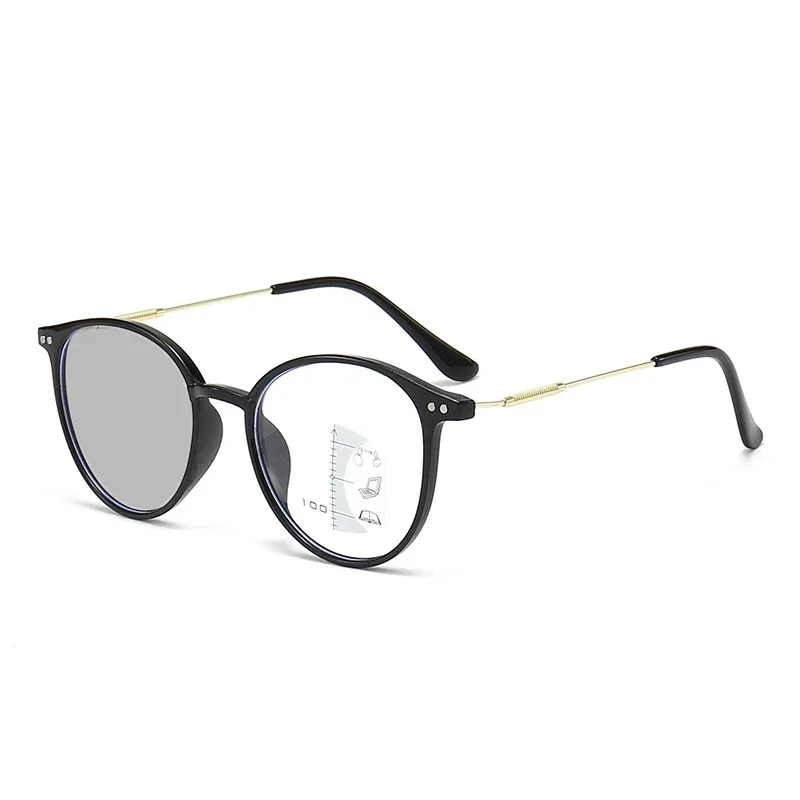Runde Rahmen Progressive Multifokale Brillen Mode Photochrome Lesebrille Frauen Männer Ultraleichte Nah- und Fernbrillen – Detail 8