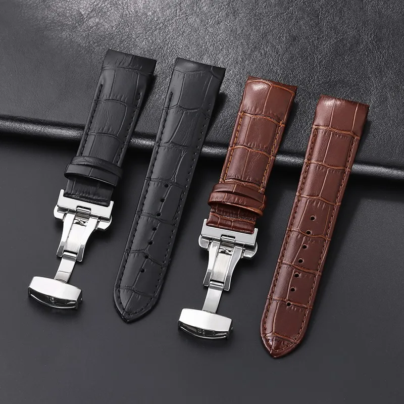 Genuine Leather Strap for Tissot T035 607 407 439 Butterfly Buckle Premium Cowhide WatchBand Men Women Wristbelt Band 22/23/24mm