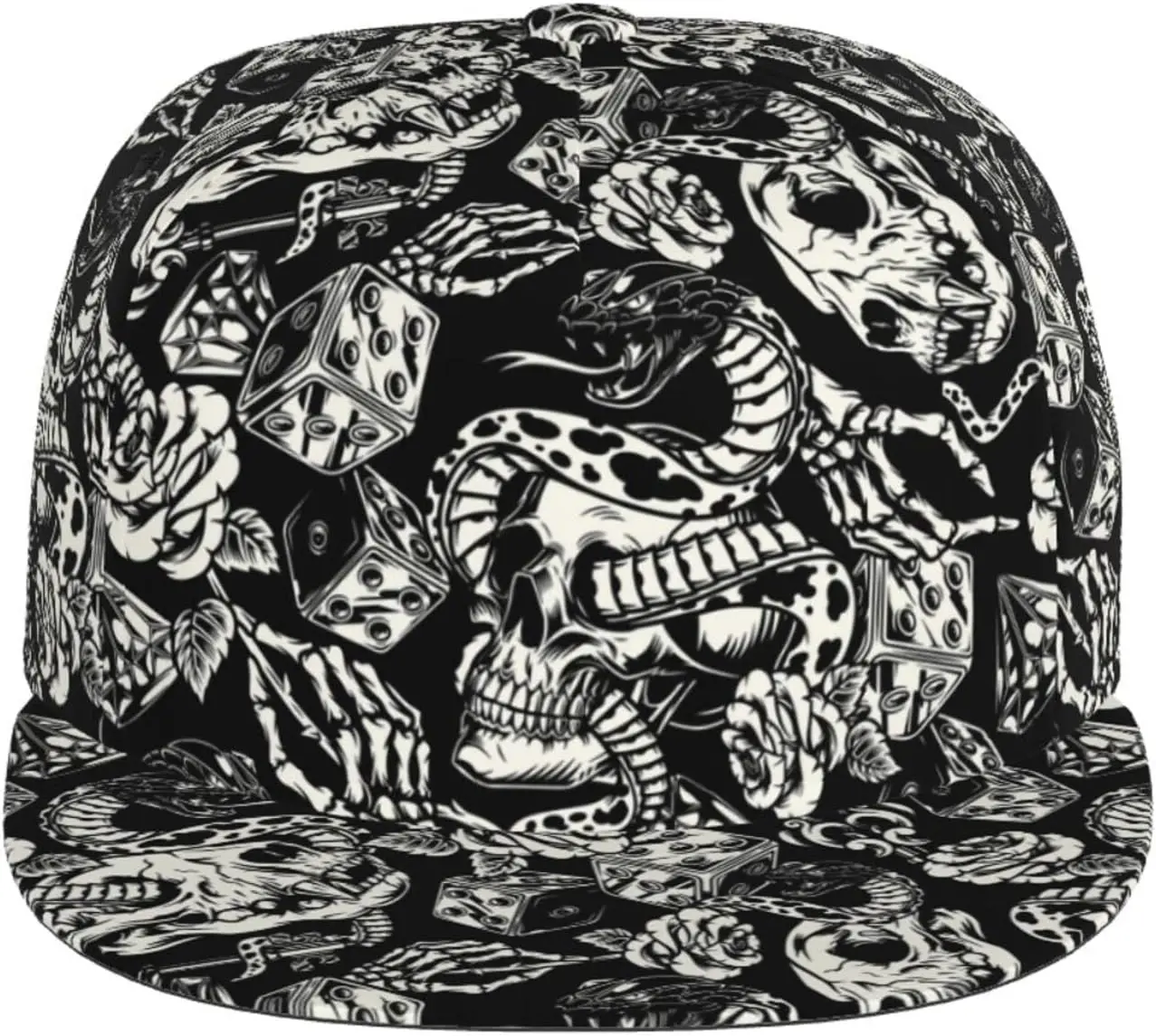 Stylish Skull Adjustable Snapback Hat for Men and Women Sun Cap, Hip Hop Cap Baseball Cap Flat Bill Brim Hat