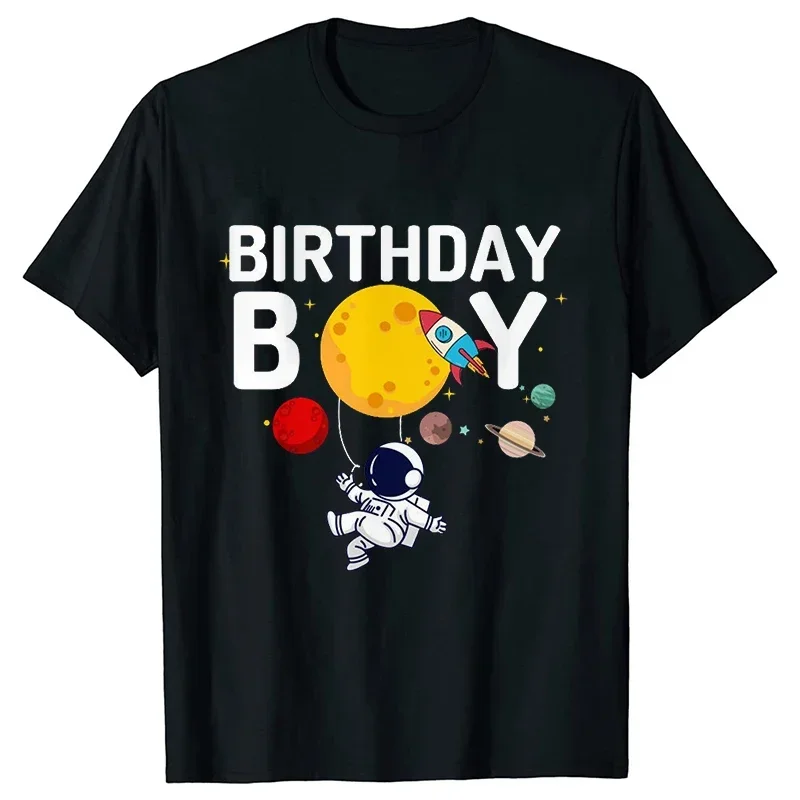 Boys Birthday T-shirts Astronaut Birthday T-shirts Family Suit Astronaut Clothing Rocket Tshirts Short Sleeve Space Clothing