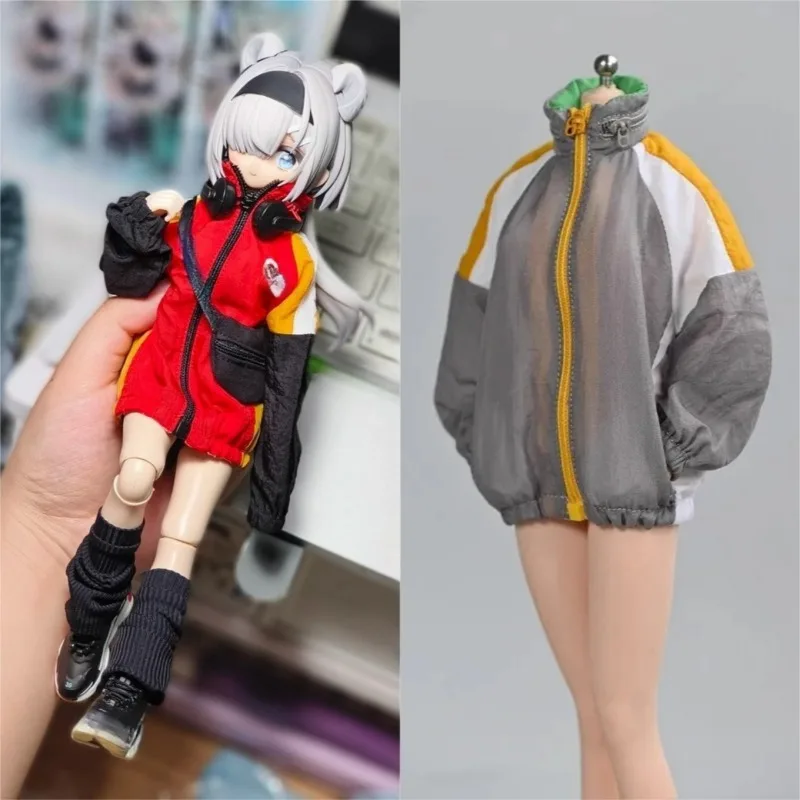 

1/6 Scale Top Color Blocked Thin EVA Windbreaker Jacket Female Soldier Clothing for 12'' Action Figures Body Model Accessories