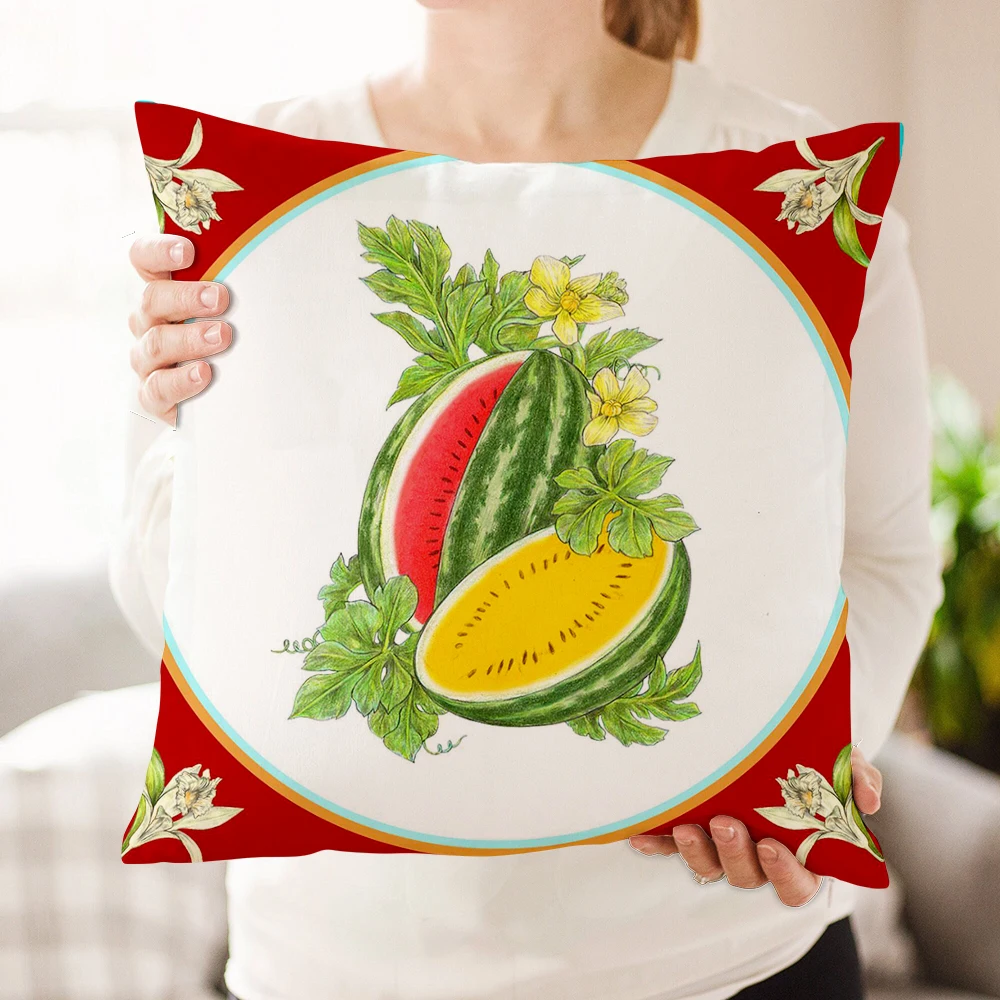 Vintage Botanical Fig Pillow,Botanical Fig & Bird Pillow,Boho Colorful Dessert & Pita Pillow,Pillowcase + Pillow Insert