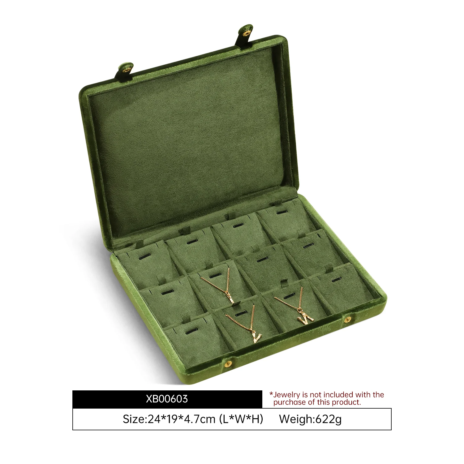 Yinbeini Fluwelen sieradenopbergdoos Ring Oorbel Hanger Display Organizer Grote ruimteverpakkingsdoos voor collectie XB006