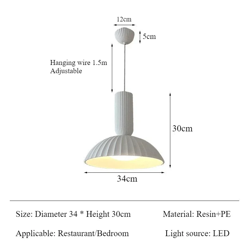 SANDYHA French Gypsum Pendant Lights Restaurant Dining Table Lighting Hanging Chandelier for Living Room Bedroom Bedside Lamp