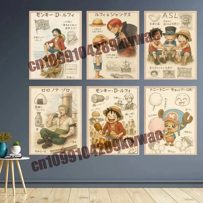 

Classic Cartoon Cartoon One Piece, Luffy, Zoro, High Quality Canvas Painting Art Poster Suitable for Bedroom Decoration Gifts