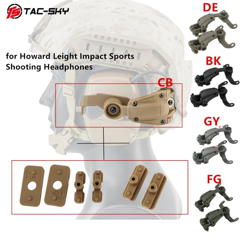 Tactical Helmet Headset Holder ARC Rail Helmet Mount Adapter for Howard Leight Impact Sports Sound Amplified Shooting Headphones