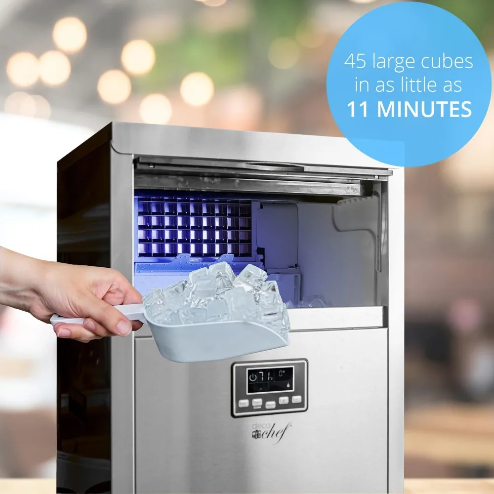 Ice Maker 99lb Every 24 Hours 33lb Storage Capacity Stainless Steel Great for Homes, Basements, Bars, Garages, Po