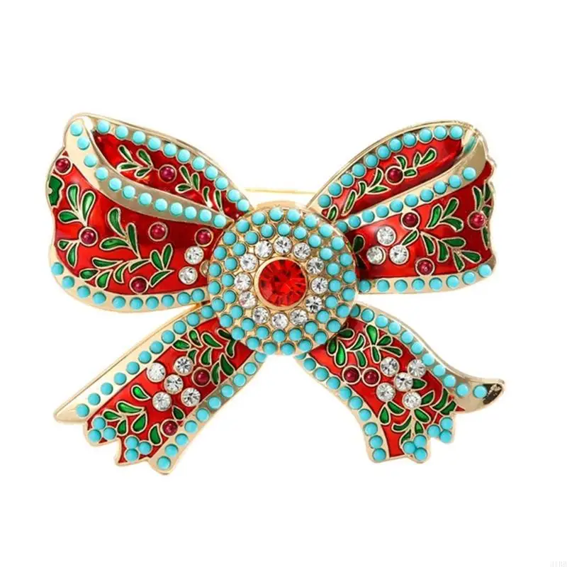 652F Elegant Bowknot Brooch Royal Courts Pin with Sparkling Rhinestones Unique Lapel Pin for Formal Occasions