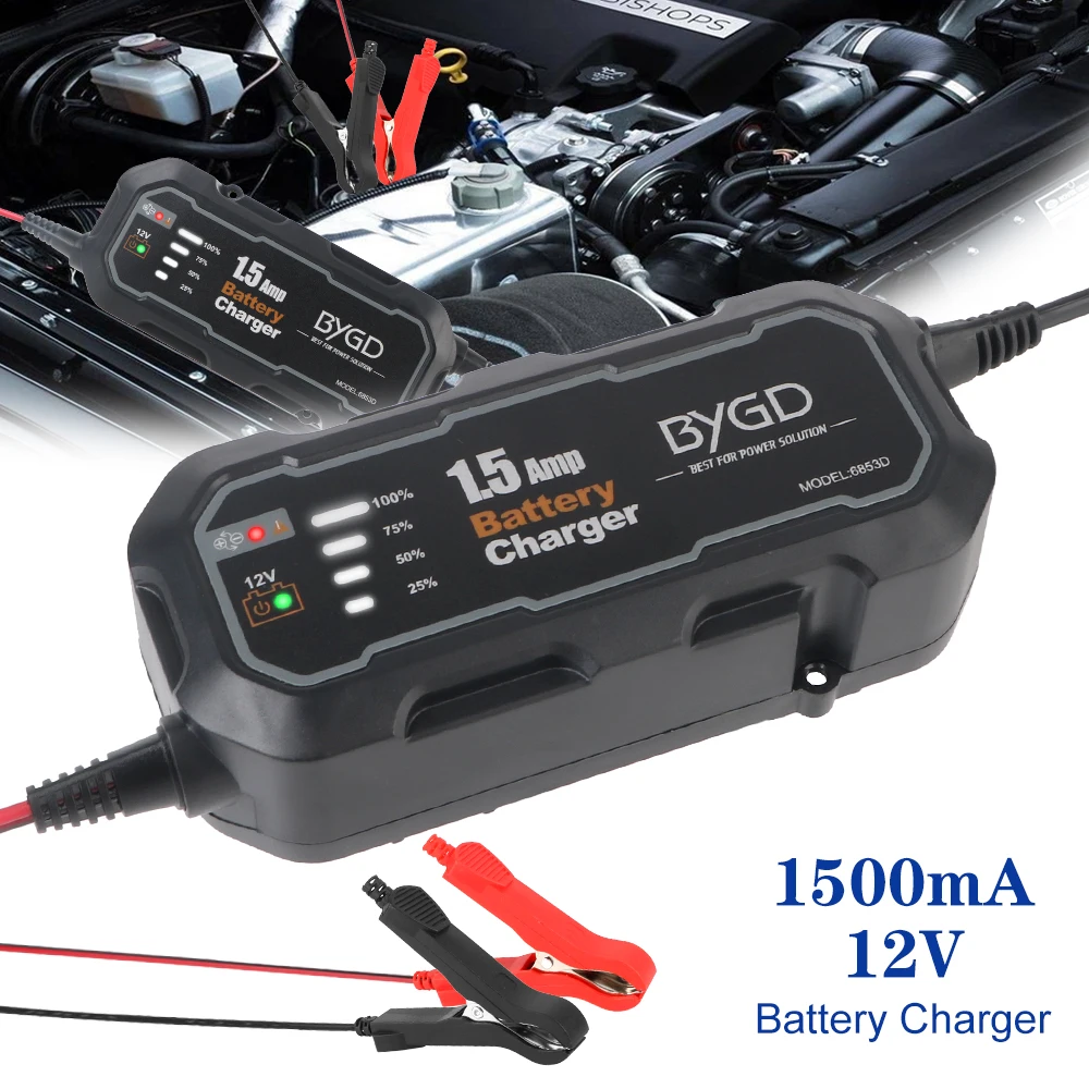 

Автоматическое зарядное устройство для аккумулятора, автоматическое умное зарядное устройство для мотоцикла, обслуживающее устройство для автомобиля/фургона/квадроцикла/лодки со светодиодом 12 В 1500 мА