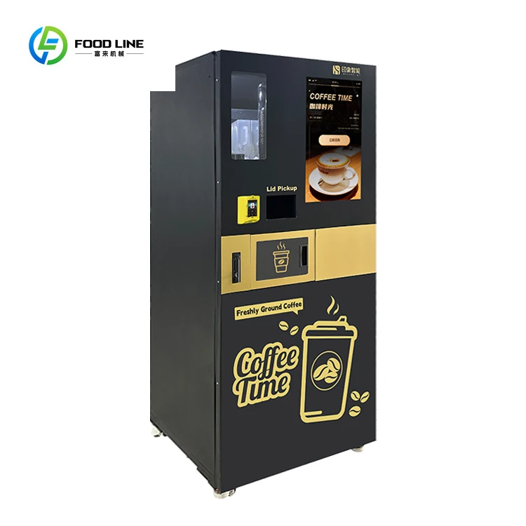 Commercial Coffee Bean Vending Machine Accepts Cold Water Multiple Payment Methods Credit Card Cash Coin QR Code Metal Body
