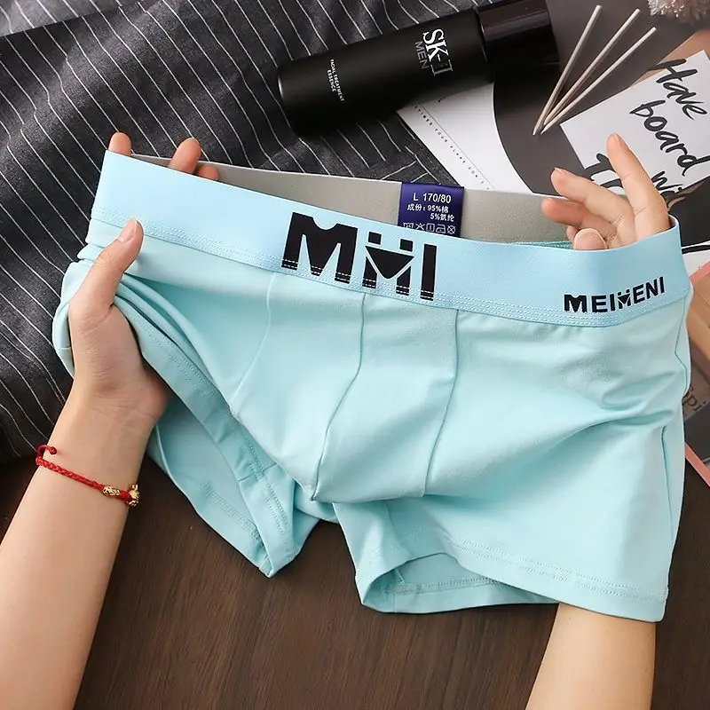 New Men Underwear Cotton Youth Briefs Student Sports Pants Boy Print Boxer Shorts Mid-waist Comfort Breathable Ice Silk Panties