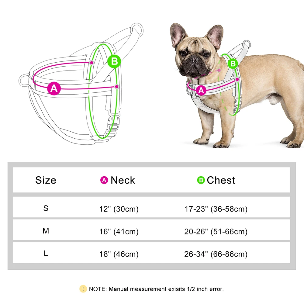 No Pull Soft Dog Harness Nylon Reflective Dog Vest Harness Outdoor Padded Pet Harnesses For Small Medium Large Dogs Bulldog