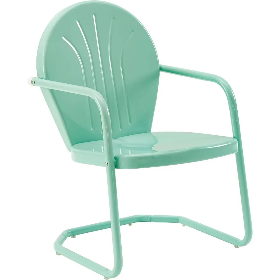 Crosley Furniture Griffith Outdoor Chair, Retro Metal Patio Chairs for Dining, Porch, Deck, Balcony, Aqua