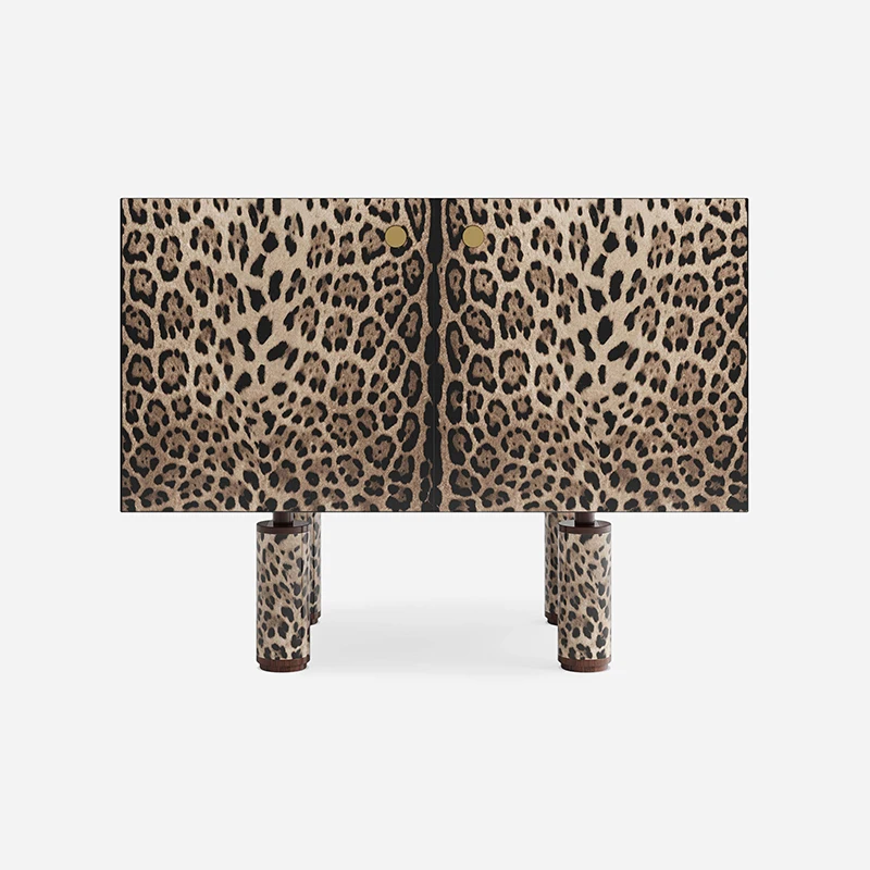 Modern Luxury Solid Leopard Print Graphic Motifs Display Cabinet For Living Room Farmhouse