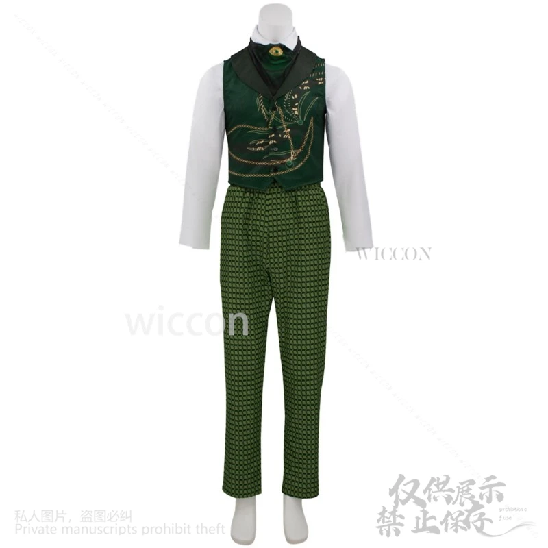 Anime Movie The Wizard Witch Pantaloni Cosplay Cappotto verde Uniforme Parrucche per uomo Halloween Festa di Natale Gioco di ruolo personalizzato