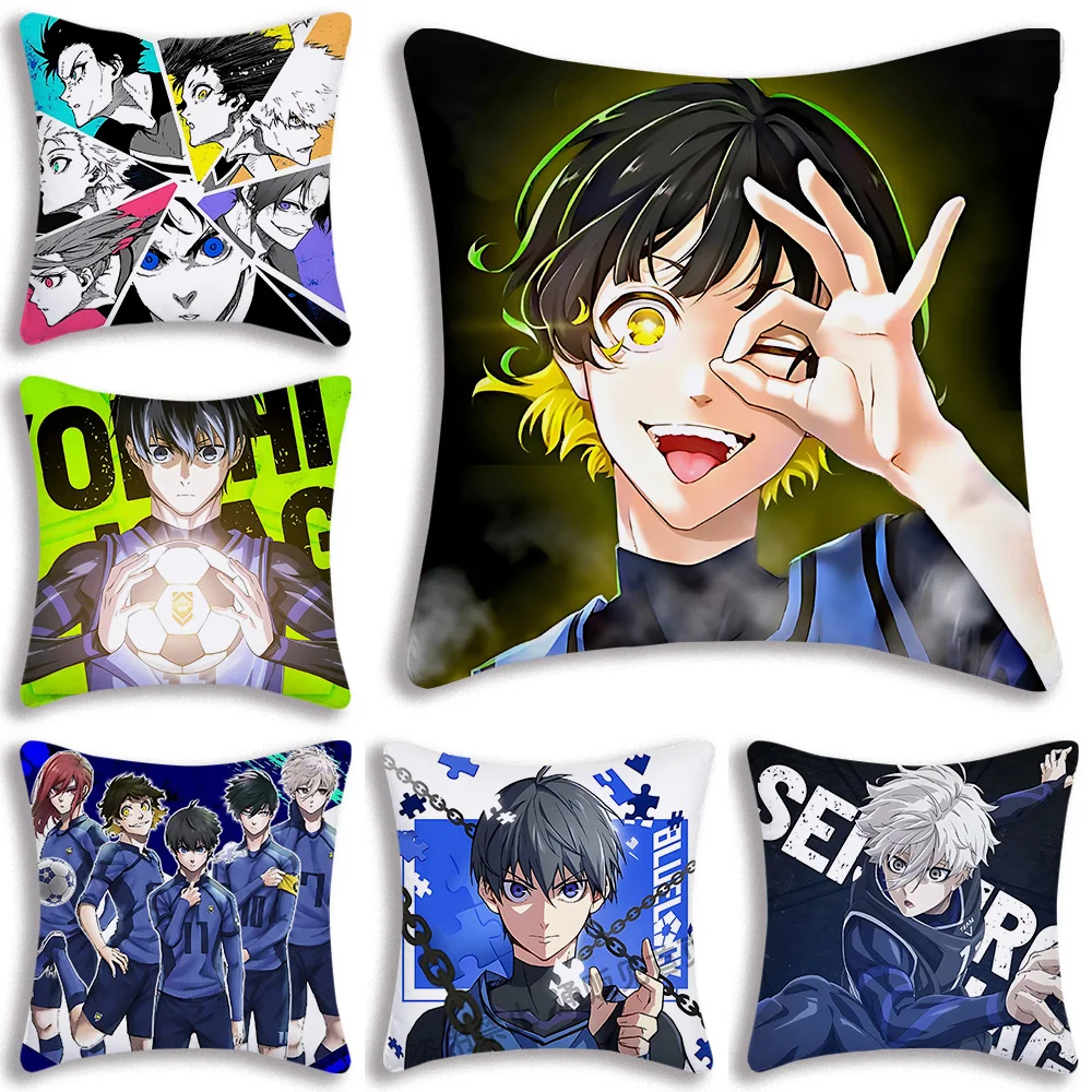 Anime BLUE LOCK Pillow Covers Cartoon Sofa Decorative Home Double-sided Printing Short Plush Cute Cushion Cover