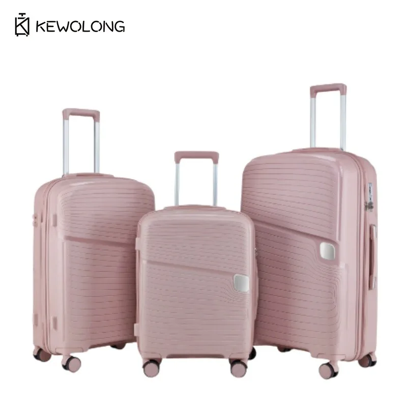 軽量20インチPPスーツケース、大容量機内持ち込み荷物、ジッパー式コンビネーションロック付き、男性女性向け耐久性のあるトロリーバッグ