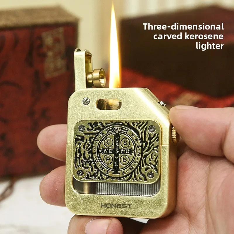 

Honest's New Finely Carved Fuel Lighter, One Click Catapult Ignition Lighter, Cigarette Accessories, Men's Gift