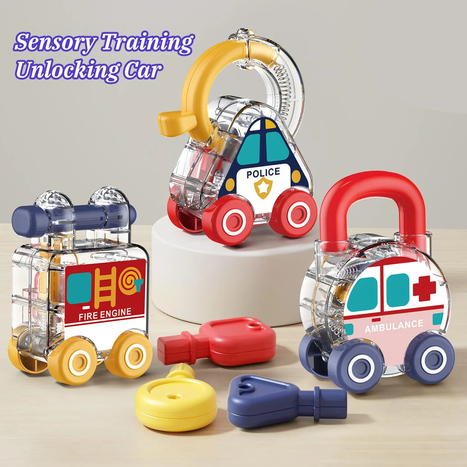 

Baby Learning Lock with Key Car Toys Children Hand-Eye Coordination Sensory Toys Baby Early Education Learning Interaction Toys