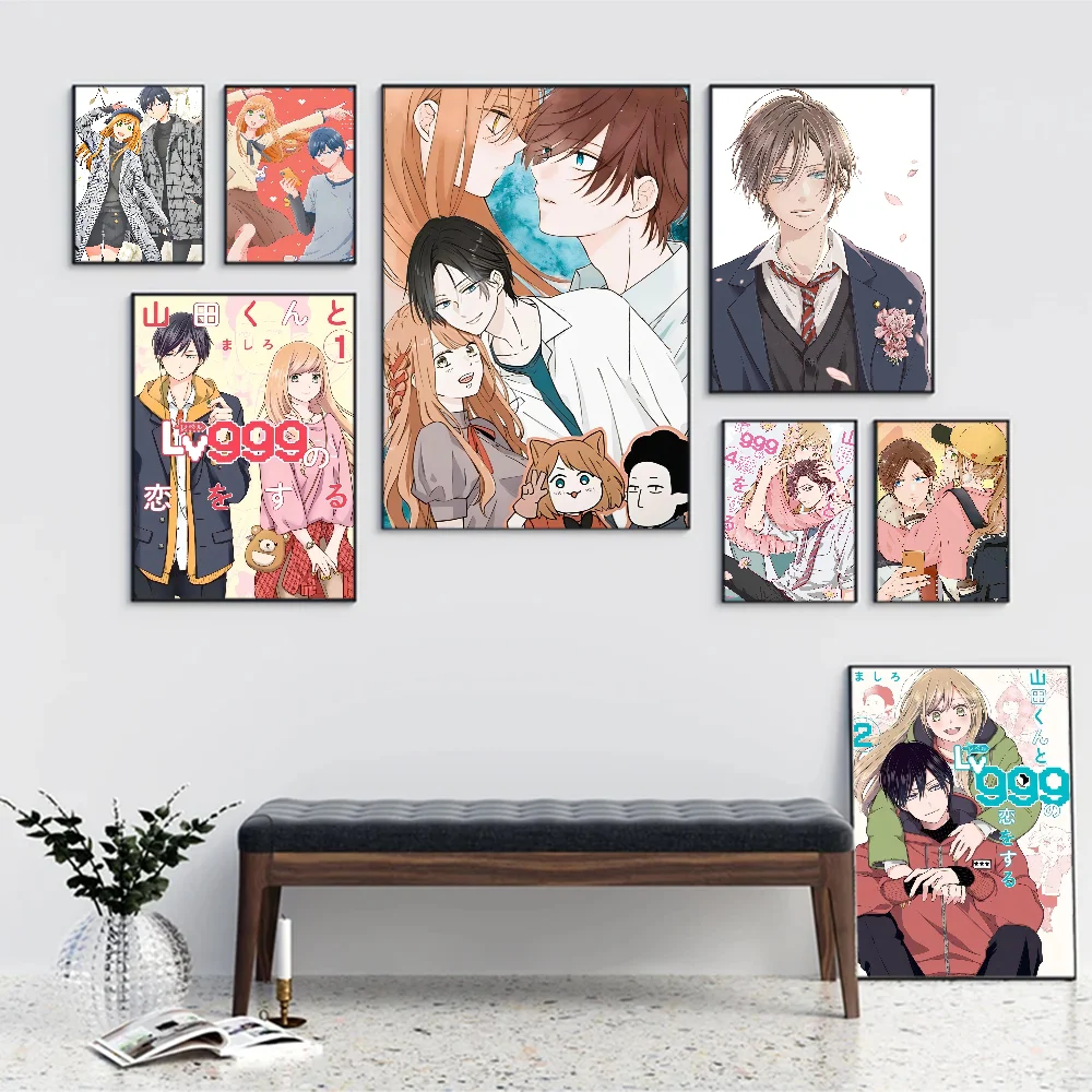 Anime My Love Story Yamada Lv999 Vintage Posters Sticky Retro Kraft Paper Sticker DIY Room Bar Cafe Kawaii Room Decor