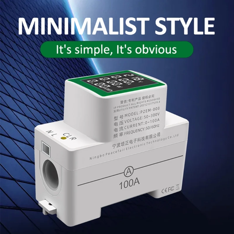 Medidor Potência do Amperímetro do Voltímetro do Trilho do Ruído Ac50300v Volts Amp Fator Potência Tensão Energia Atual