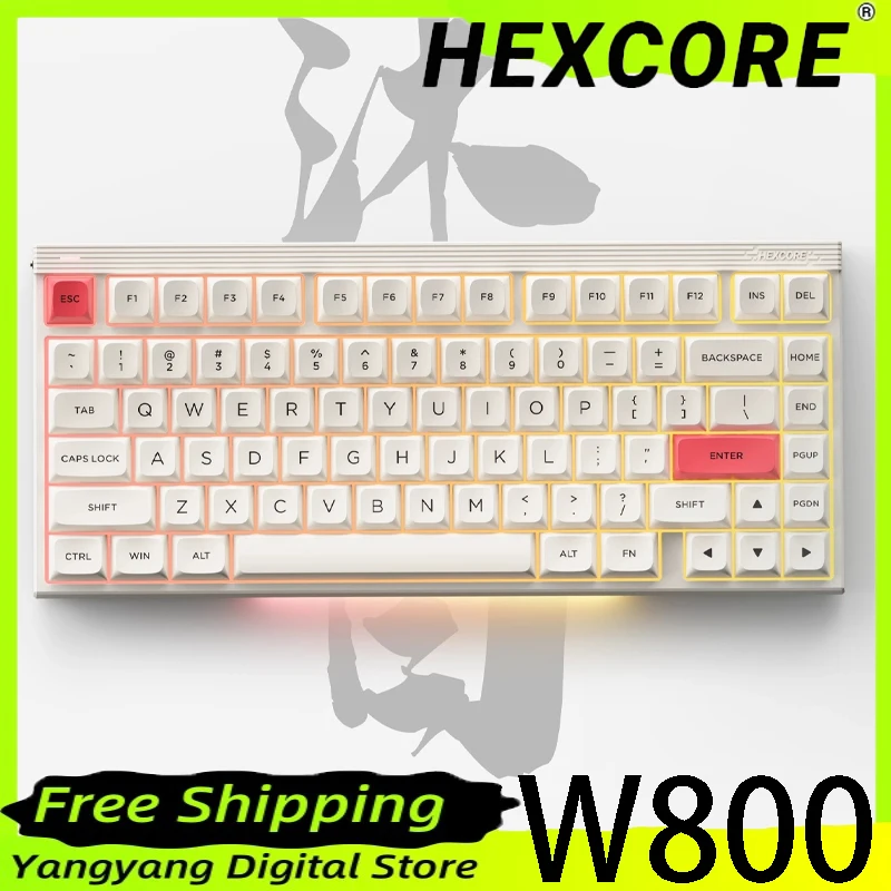 HEXCORE W800 Mechanical Keyboard Bluetooth Three Mode Hot-Swappable HEXCORE LINK E-Sports Gaming Keyboard PC Gamer Accessories