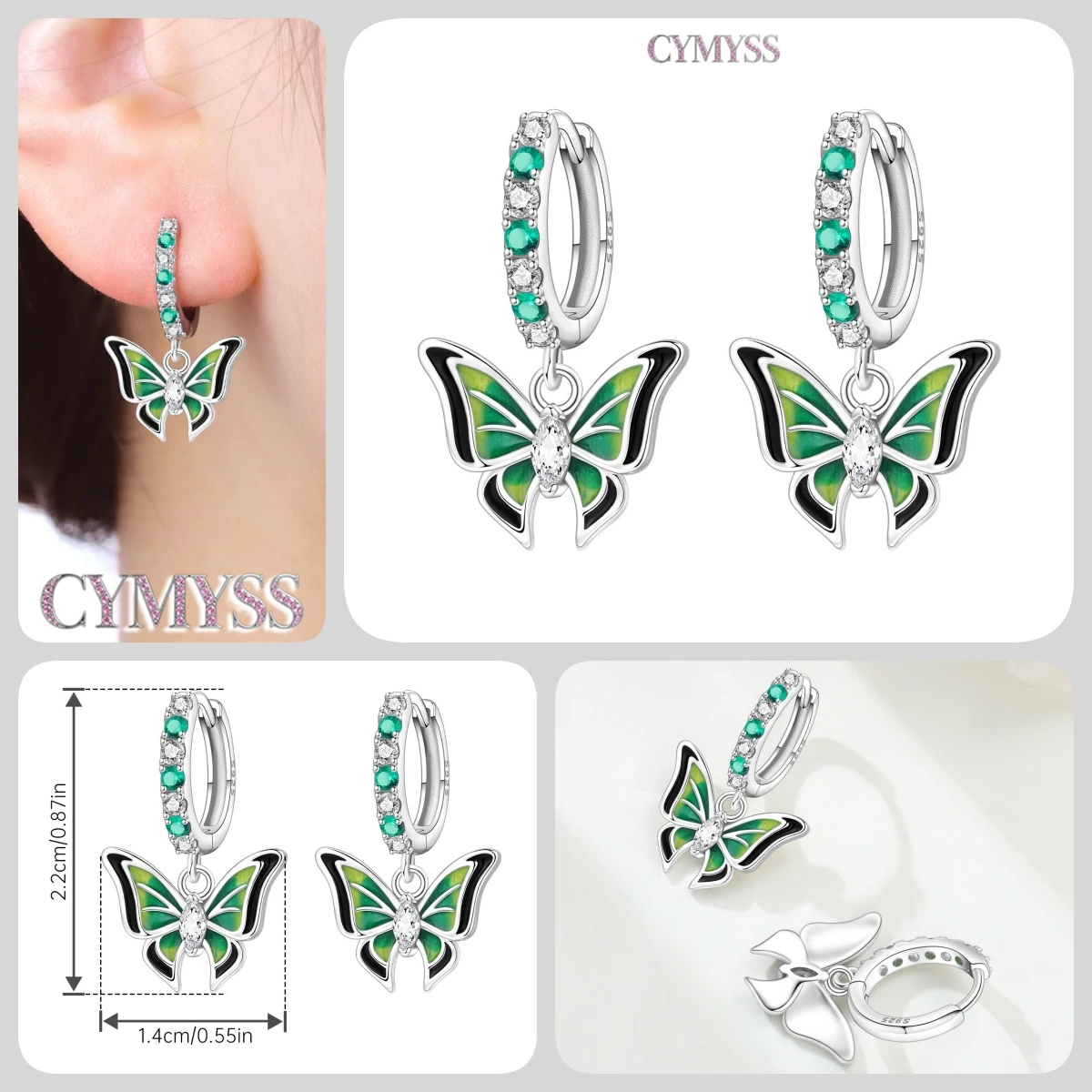 925 Sterling Silver Inlaid Zircon Butterfly Earrings Insect Element Original Design Women's Fashion Party Jewelry Gift Ear Loops S77dcdb96707e4e269c7c7c1b33aa8147m
