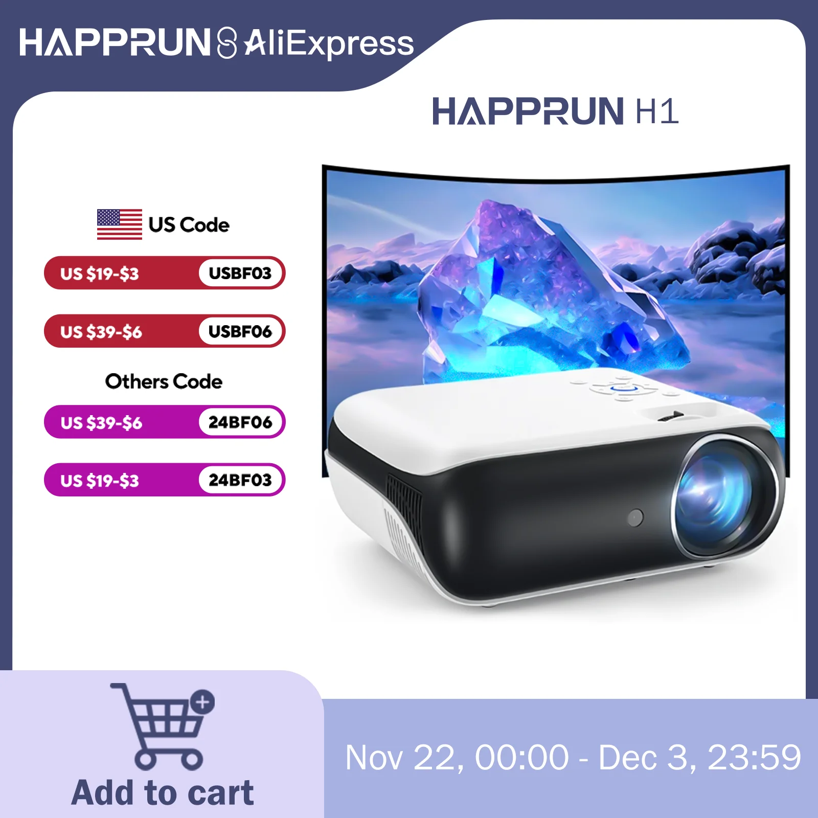 HAPPRUN Projector, native 1080P Bluetooth projector, portable outdoor, full HD mini projector, home bedroom speaker